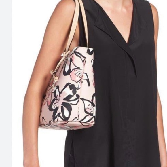 KATE SPADE Tiger Lillies Floral Pink Tote Bag - Picture 2 of 2